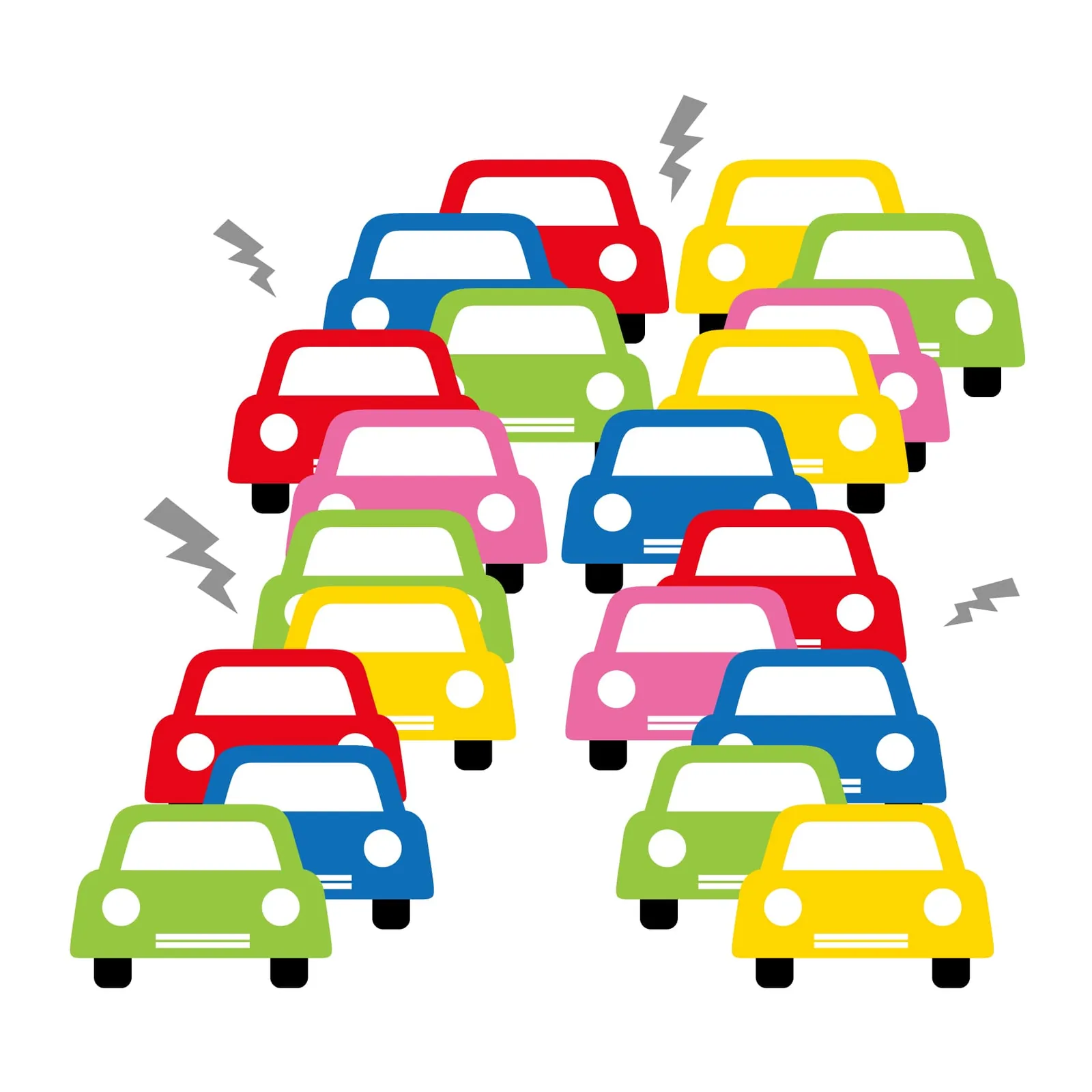 渋滞する車のイラスト